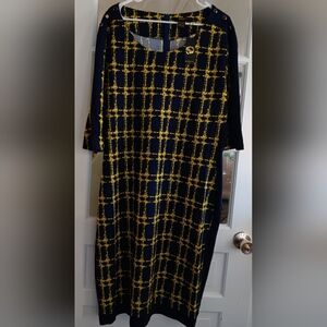 Navy and Gold Plaid Women's Dress